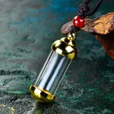 文创定 制钛钢嘎乌盒透明水晶瓶吊坠打开装朱砂挂件项链空心吊坠 - 图片1