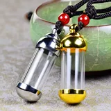 文创定 制钛钢嘎乌盒透明水晶瓶吊坠打开装朱砂挂件项链空心吊坠 - 图片4